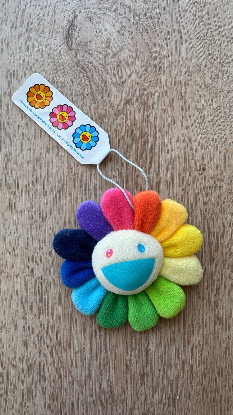 Takashi Murakami Kaikai Kiki Rainbow Flower Plush Pin Charm Keychain
